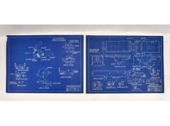 Pair Vintage 1930 Lewis Machine Tool & Co Blueprints For Framing