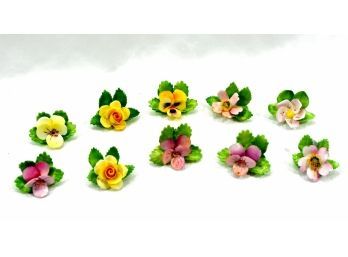 Set 10 Vintage English Bone China Miniature Flower Figurines