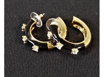 Trina Turk Black Enamel Hoop Earrings