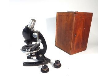 Vintage Bausch & Lomb Microscope With Wooden Box