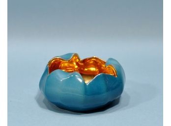 Small Vintage LIMOGES Porcelain Blue & Gild Jewelry Dish / Bowl