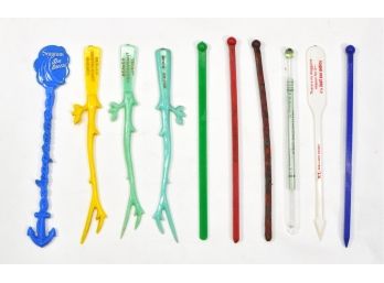 Vintage Swizzle Sticks Drink Stirrers Lot Of 10