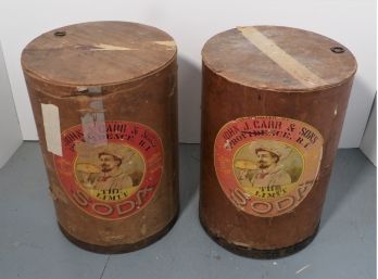 Pair Of Antique Baking Soda Barrels