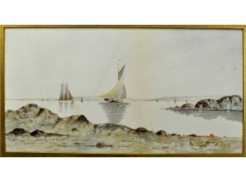 D. A. Fisher (1867 - 1940) Original Seascape Watercolor Dated 1899