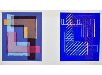 Mary MORTON (American, 20th Century)- Abstract Gouache Painting Diptych
