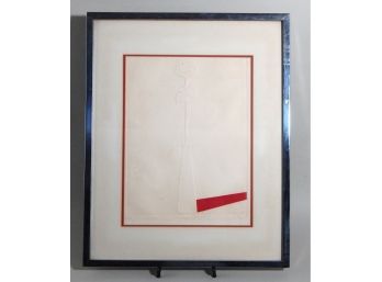 Vintage Engraving Rose In Vase - Signed