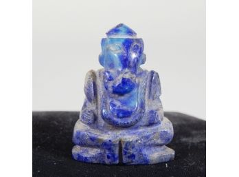 Small Antique Carved Lapis Sitting Elephant Figure