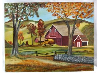 Esther CHAPMAN (1862-1952) American Farm Oil Painting