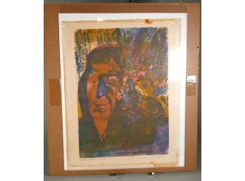 Vintage Artist Proof Etching ' Woman With Flowers' - Signed