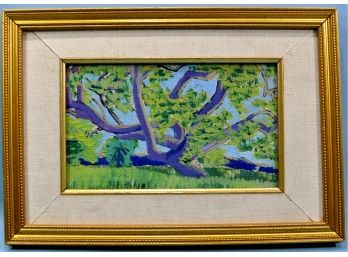 Marion Butler Ewald (1910 - 1944) Colorful Tree Expressionist Oil Painting