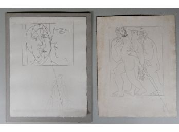 Set 2 Original Vintage Etchings Nude Figures