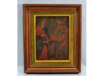 Antique Religious Oil Painting On Metal
