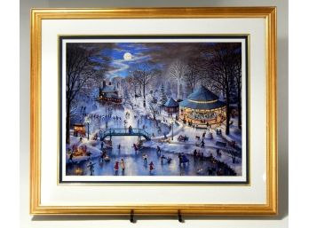 Karl Doerflinger ' Winter Carousel Party' Hand Signed Lithograph