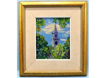 Marion Butler Ewald (1910 - 1944) Cathedral On Blue Sky- Oil Painting