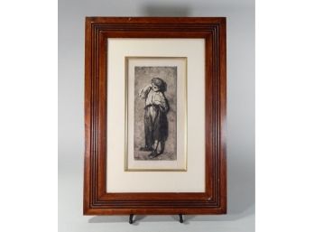 Charles Walter Stetson (1858 - 1911) ' Crying Young Woman' Original Etching