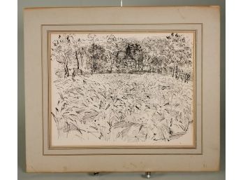 Raoul Dufy (1877 - 1953) Original Ink Drawing  Landscape With Carriage & Church