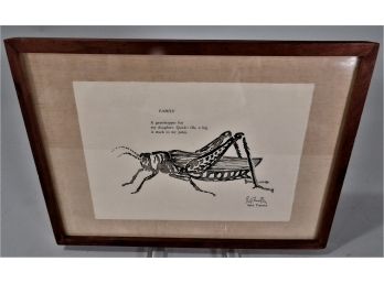 Watercolor Of Grasshopper By Saul Touster