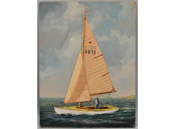 Wallace E. Randall (American, 20th Century) Sailing Watercolor