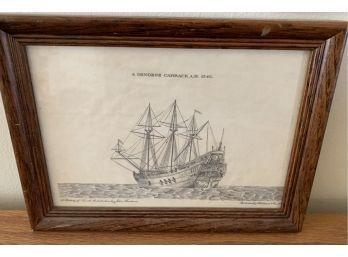 Antique 1542 Genoese Carack Framed Print