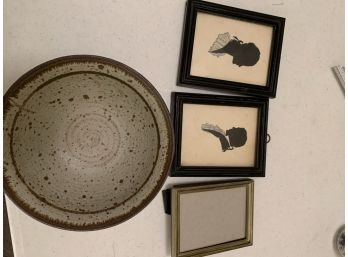 Lot Of Cute Framed Presidents Profile And Pottery Bowl