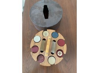 Vintage Poker Chips In Container