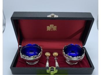 Vintage Two Japanese Silver Plate Salt Cellars