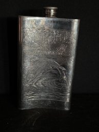Orvis 8 Oz. Fish Etched Flask - Sheffield England