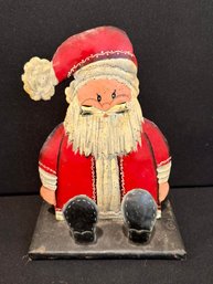 Antique Metal Santa - Hand Painted