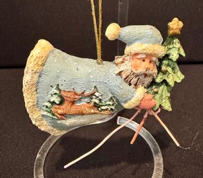 Beautifuw Blue Flying Santa Ornament