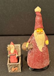 Two Vintage Santa Decorations