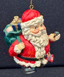 Santa Ornament - Vintage - Hand Painted