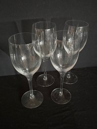 4 Smooth Crystal Wine Glasses