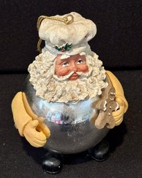 Silver Ball Santa Ornament