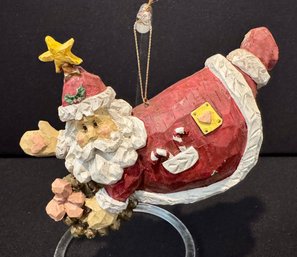 Flying Santa Ornament With Star