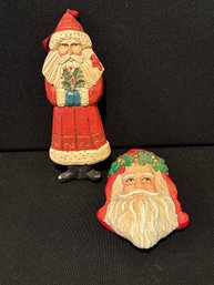 Two Delightful Santa Ornaments