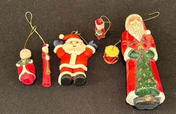 Collection Of Traditional Santa Ornaments - Vintage