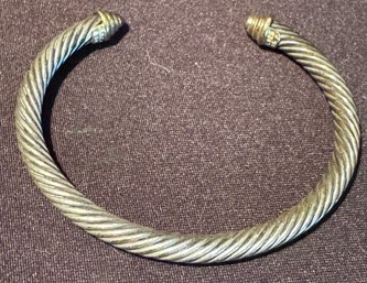 14K Gold And Sterling Silver Twisted Cuff Bracelet - Looks Like David Yurman
