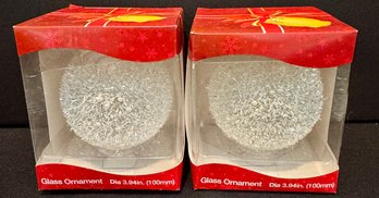 Pair Of Elegant Sparkly Glass Ornaments