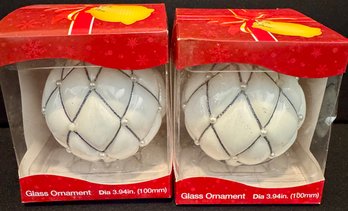 Beautiful Pair Of Glass Opalescent Ornaments