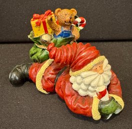 Stretched Out Santa With A Bag Of Toys - Hand Painted