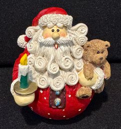 Hand Painted Rolly-polly Santa With Bear