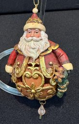 Hand Painted Santa Ornament With Light Opening
