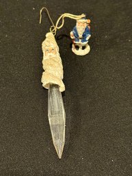 Santa Head With Crystal And Mini Santa Ornaments