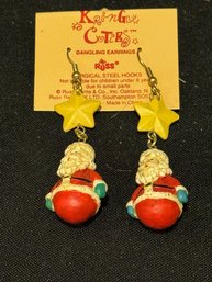 Pair Of Vintage Santa Dangling Earrings