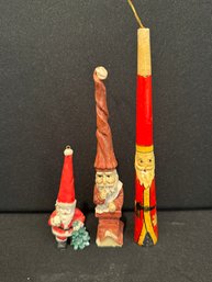 Three Pencil Styled Santa Ornaments