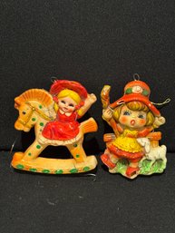 Two Vintage Molded Ornaments