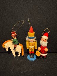 Three Mini Vintage Christmas Ornaments