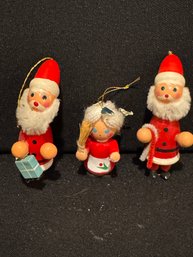 Three Antique Santa Ornaments