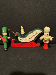 Three Great Wooden Hand Painted Ornaments