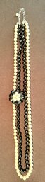 Vintage Elegant Black And White Pearl Necklace